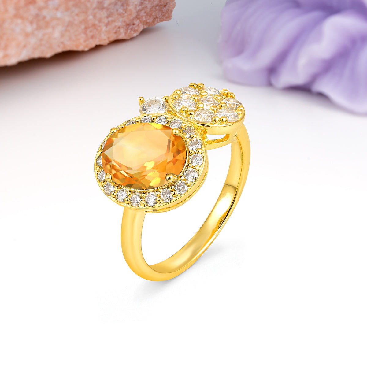 Unique 4-Prong Oval Cut Citrine Engagement Ring - Additional view