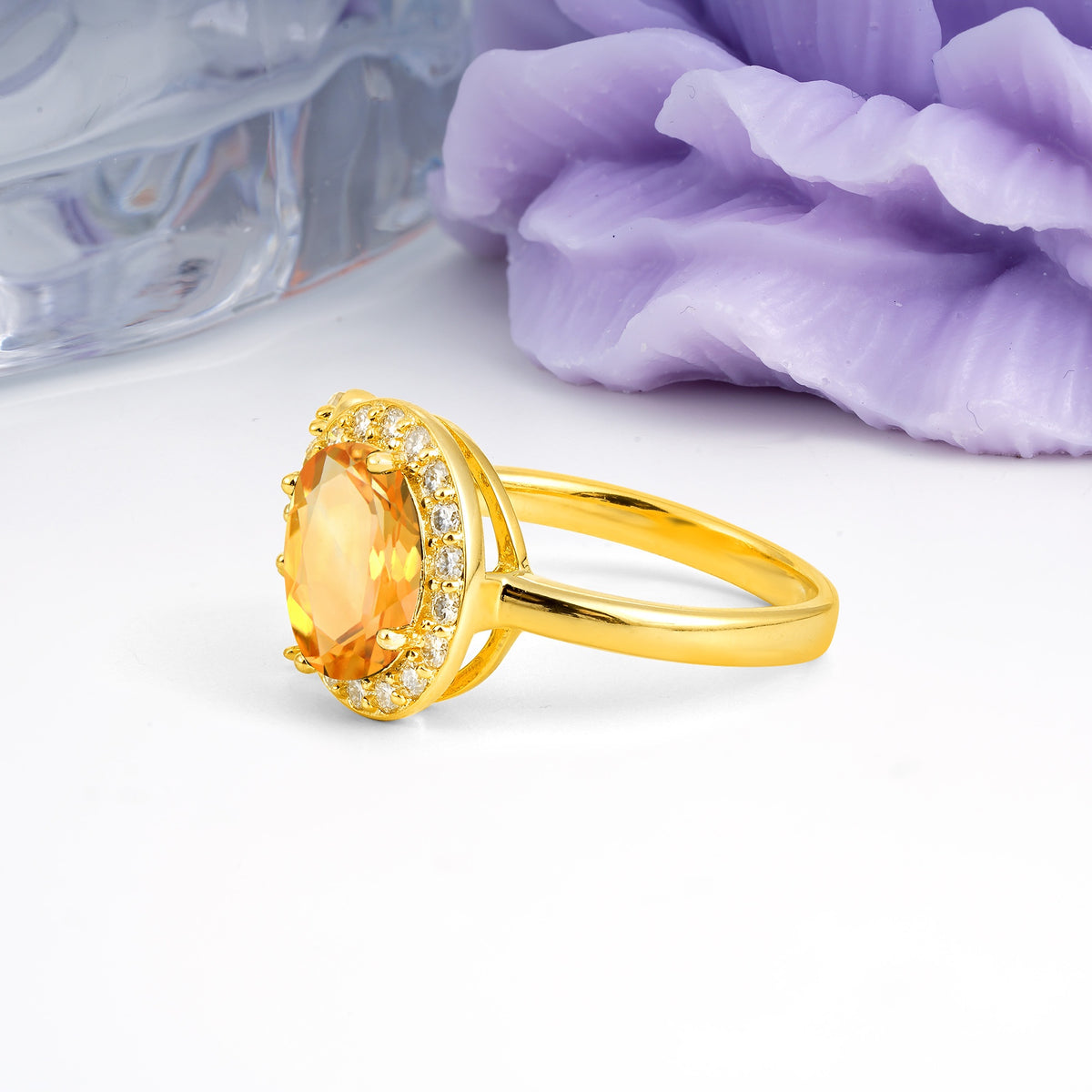 Unique 4-Prong Oval Cut Citrine Engagement Ring - Additional view