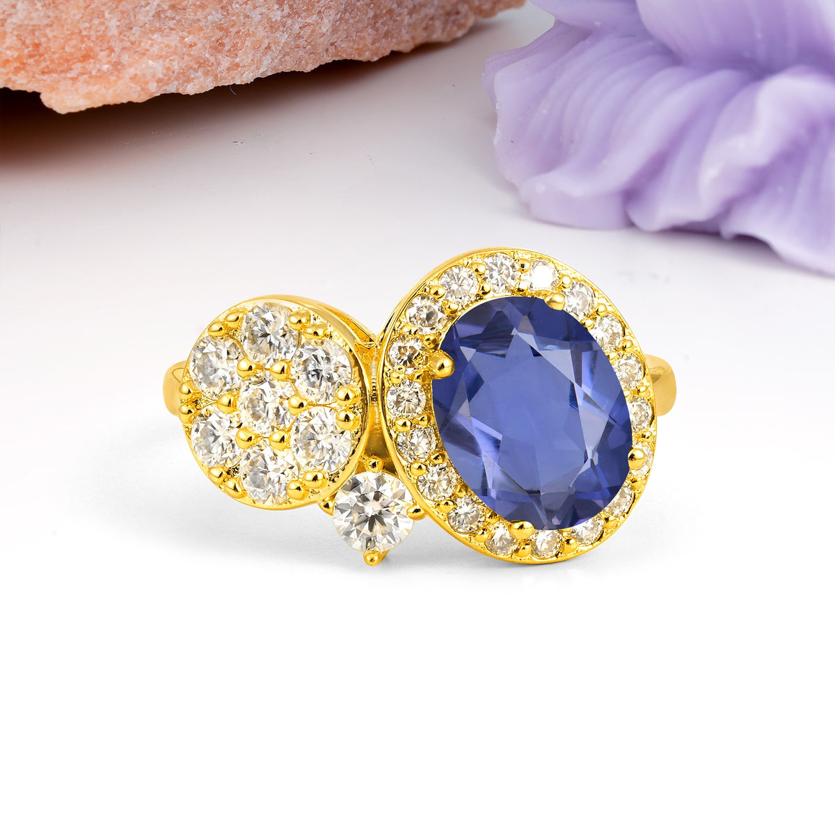 Unique 4-Prong Oval Cut Tanzanite Engagement Ring - Additional view