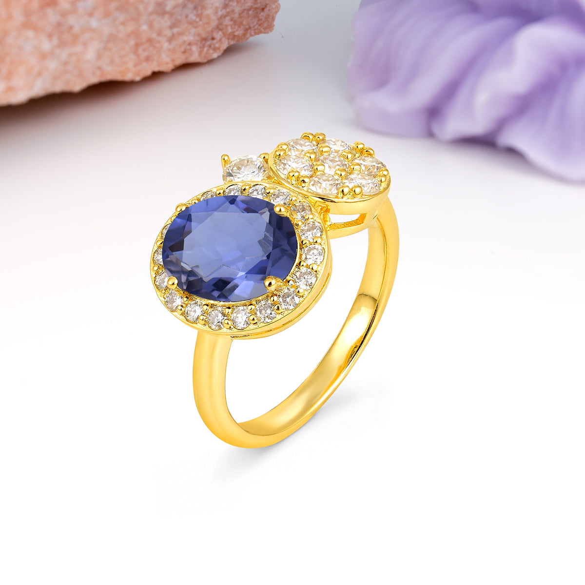 Unique 4-Prong Oval Cut Tanzanite Engagement Ring - Additional view