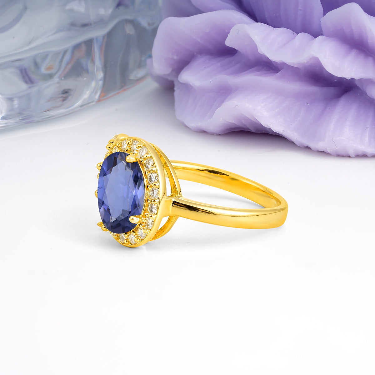 Unique 4-Prong Oval Cut Tanzanite Engagement Ring - Additional view