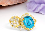 Unique 4-Prong Oval Cut Turquoise Engagement Ring - Additional view