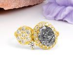 Unique 4-Prong Oval Cut Black Rutilated Quartz Engagement Ring - Additional view