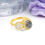 Unique 4-Prong Oval Cut Black Rutilated Quartz Engagement Ring - Additional view