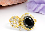 Unique 4-Prong Oval Cut Black Onyx Engagement Ring - Additional view