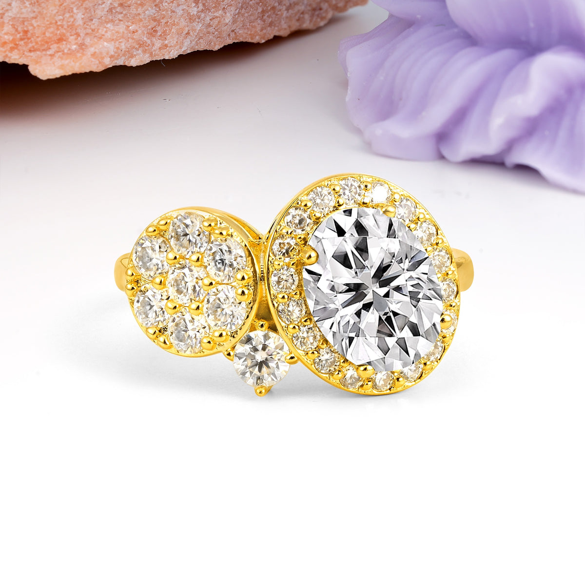 Unique 4-Prong Oval Cut Lab Diamond Engagement Ring - Additional view