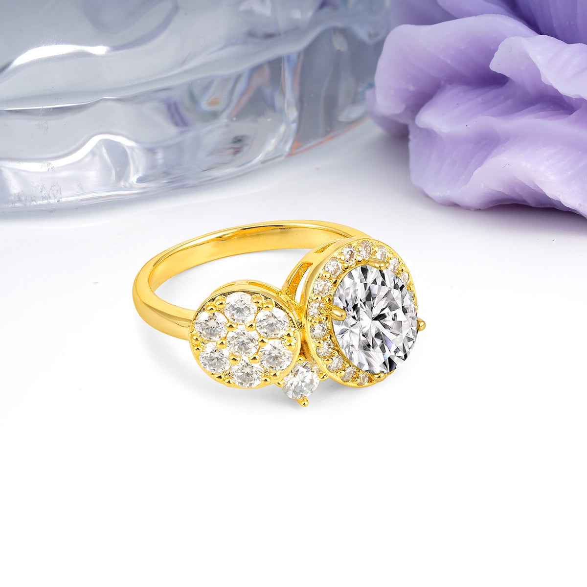 Unique 4-Prong Oval Cut Lab Diamond Engagement Ring - Additional view