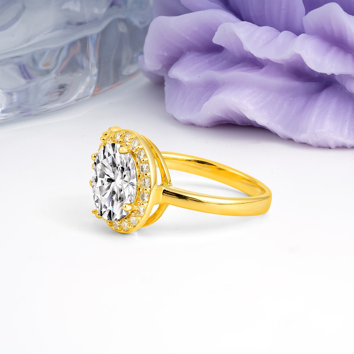 Unique 4-Prong Oval Cut Lab Diamond Engagement Ring - Additional view