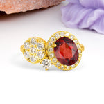 Unique 4-Prong Oval Cut Garnet Engagement Ring - Additional view