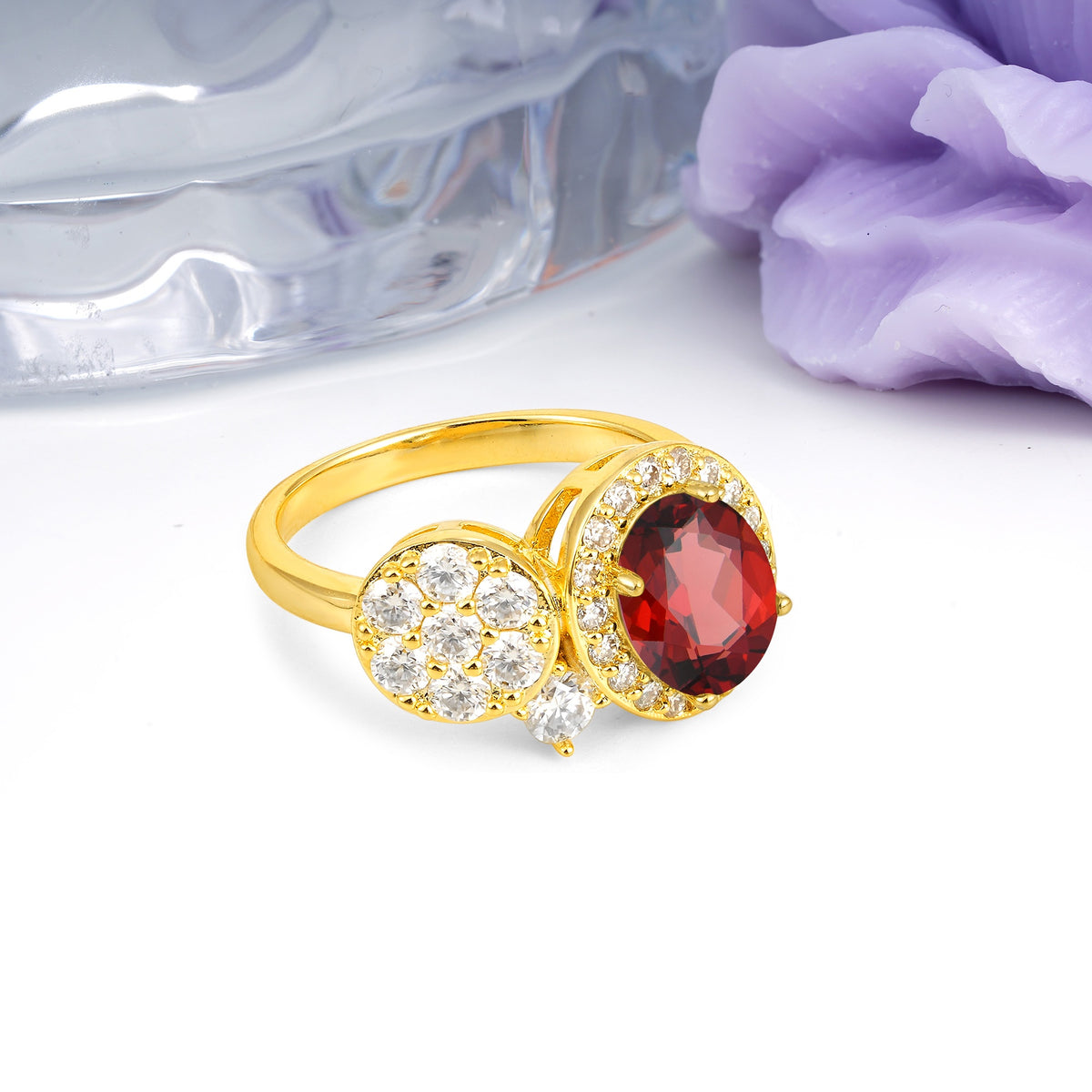 Unique 4-Prong Oval Cut Garnet Engagement Ring - Additional view