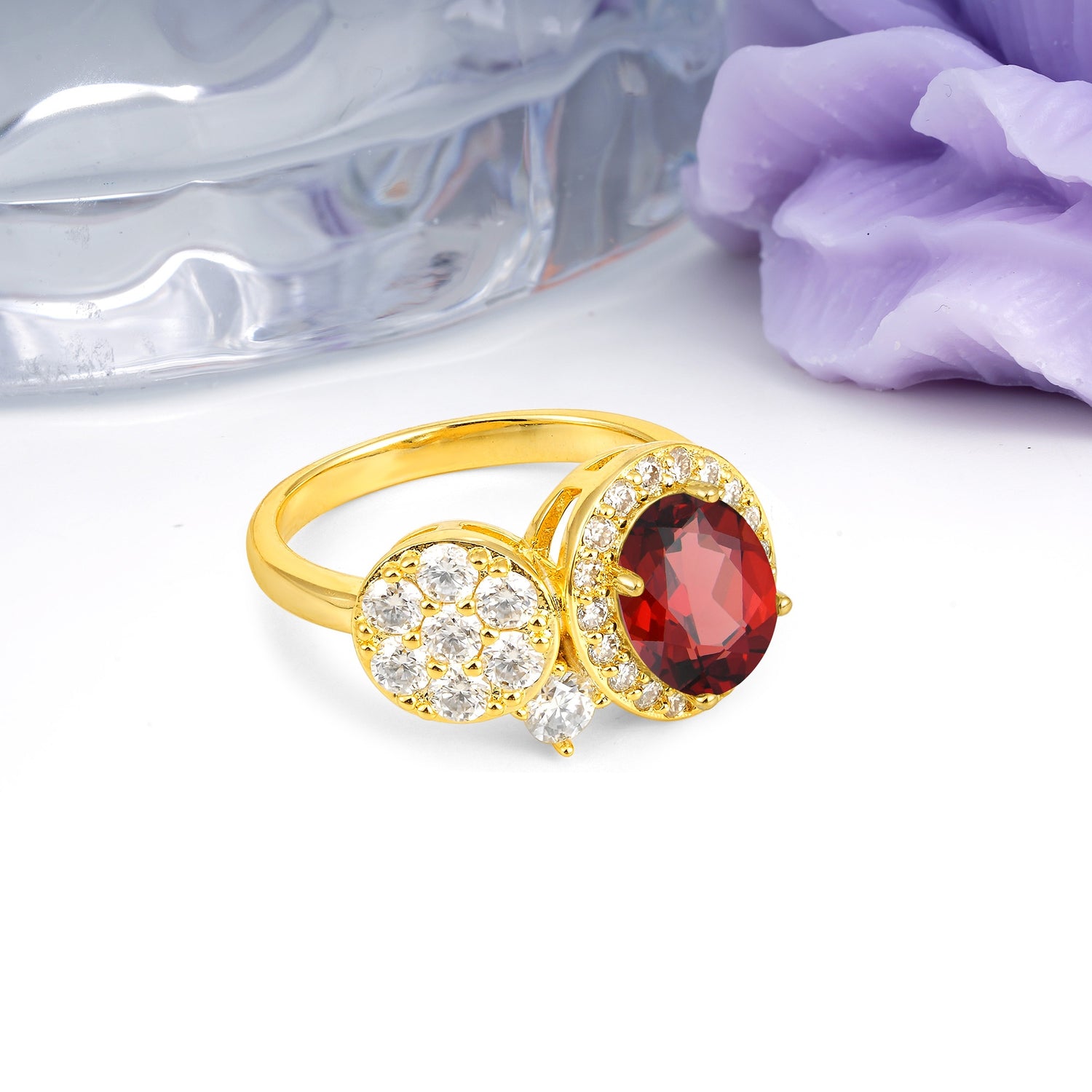 Unique 4-Prong Oval Cut Garnet Engagement Ring - Additional view