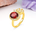 Unique 4-Prong Oval Cut Garnet Engagement Ring - Additional view