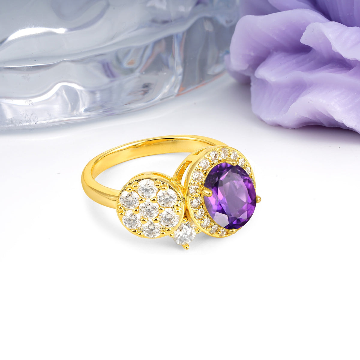 Unique 4-Prong Oval Cut Amethyst Engagement Ring - Additional view