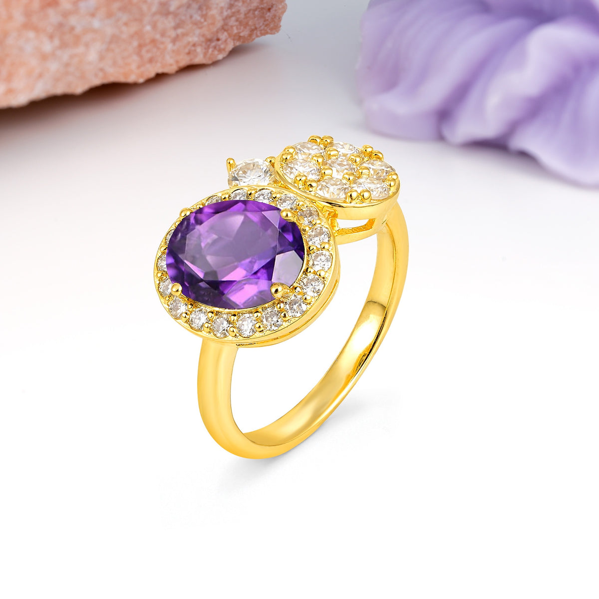 Unique 4-Prong Oval Cut Amethyst Engagement Ring - Additional view