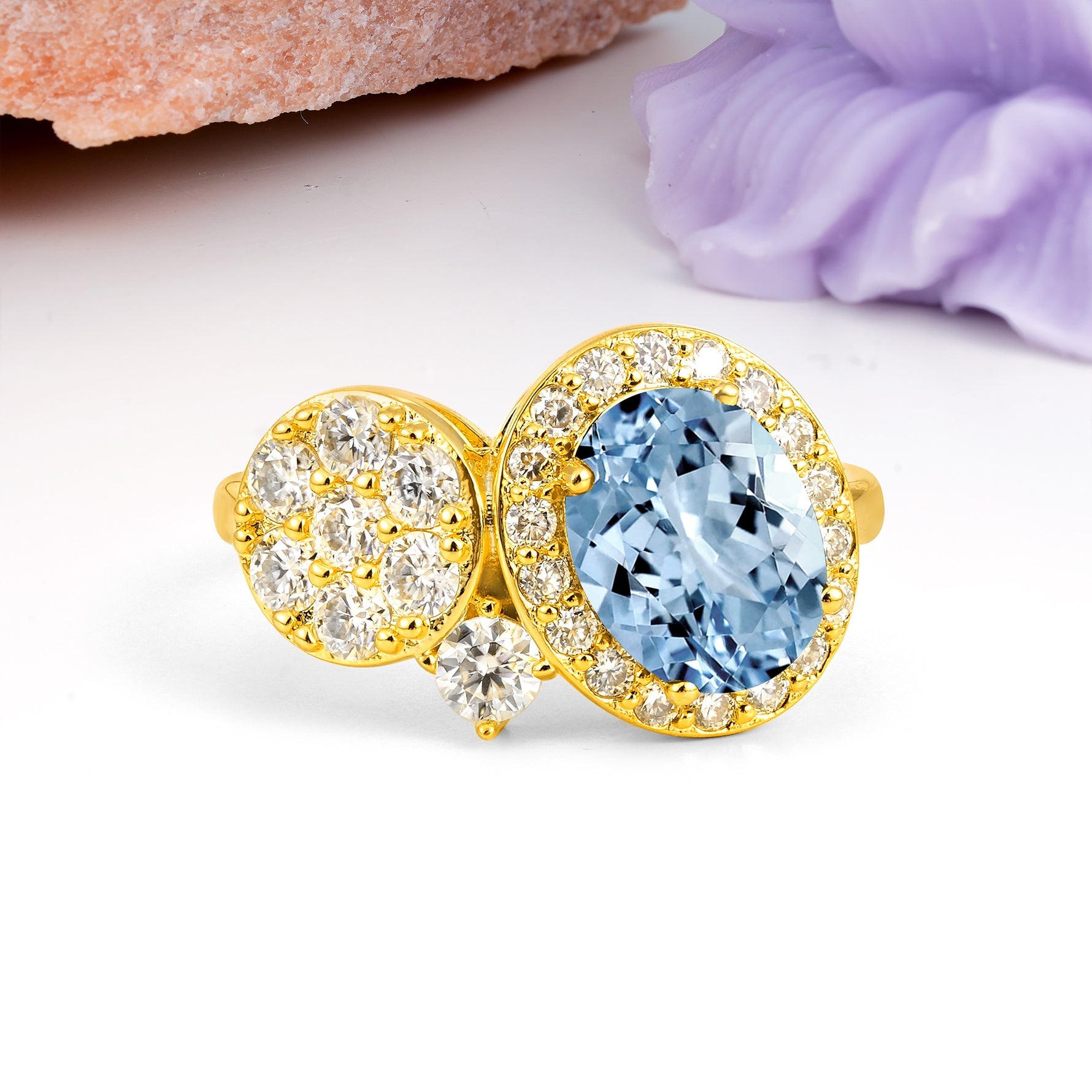 Unique 4-Prong Oval Cut Aquamarine Engagement Ring - Additional view