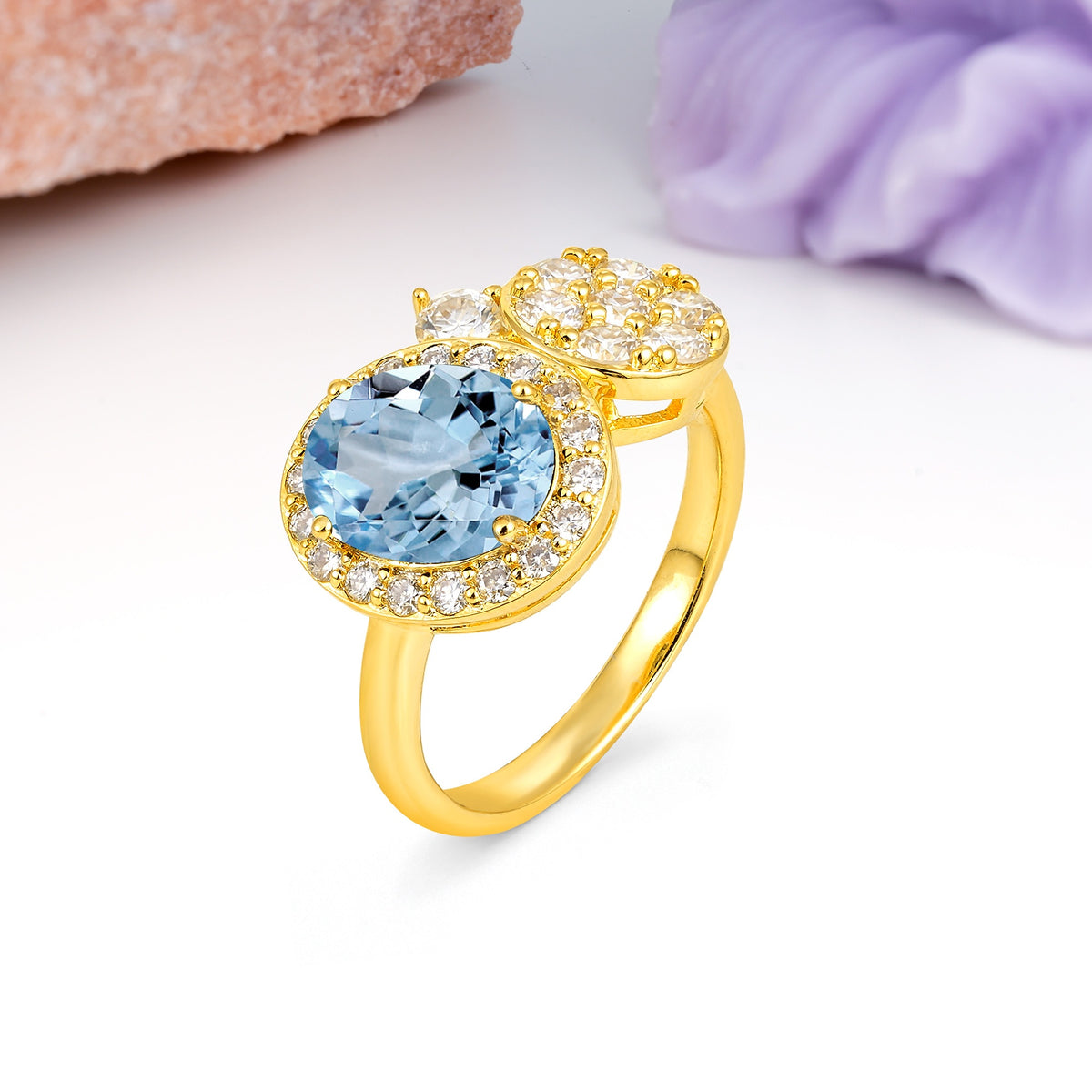Unique 4-Prong Oval Cut Aquamarine Engagement Ring - Additional view