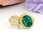 Unique 4-Prong Oval Cut Emerald Engagement Ring - Additional view