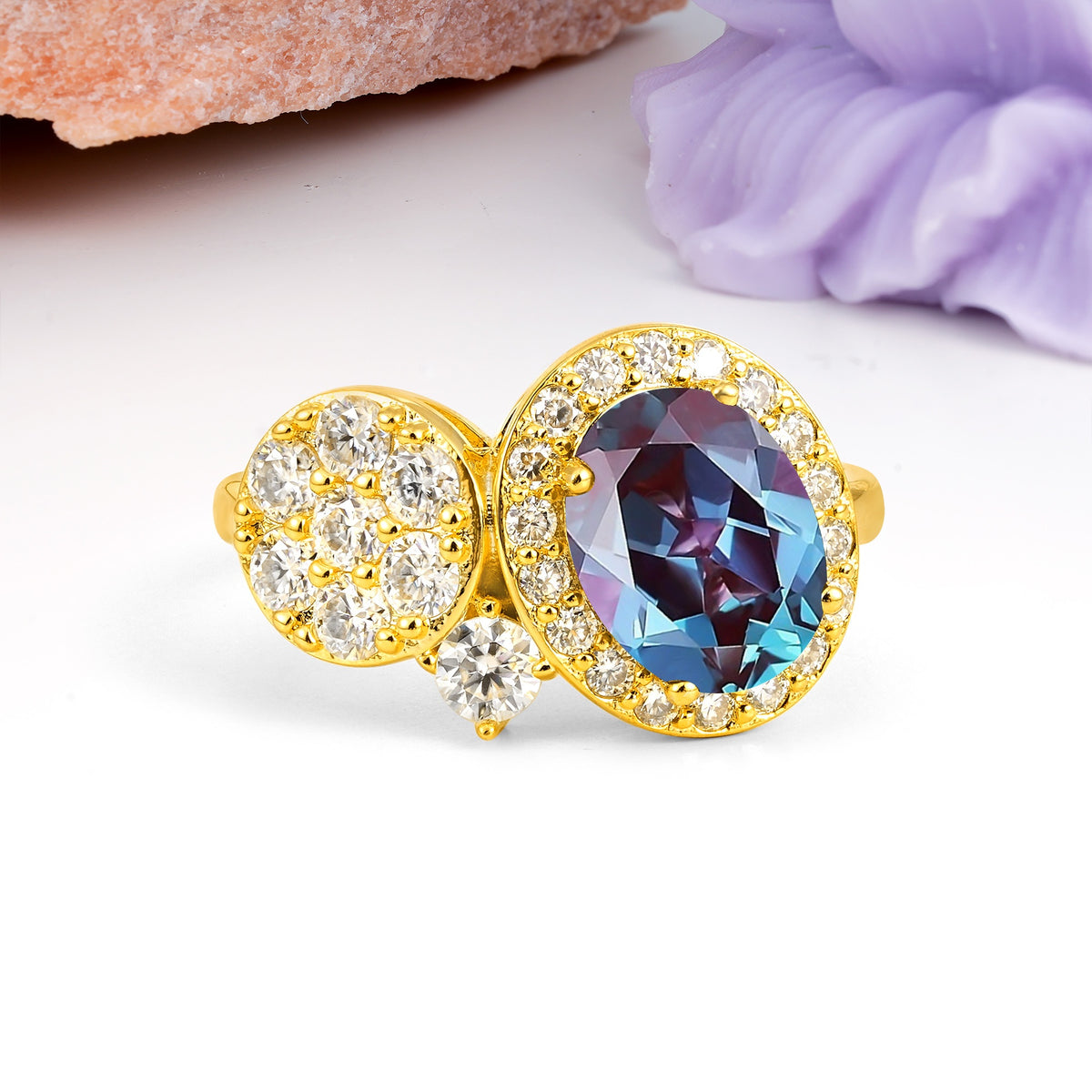 Unique 4-Prong Oval Cut Alexandrite Engagement Ring - Additional view