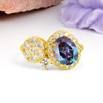 Unique 4-Prong Oval Cut Alexandrite Engagement Ring - Additional view