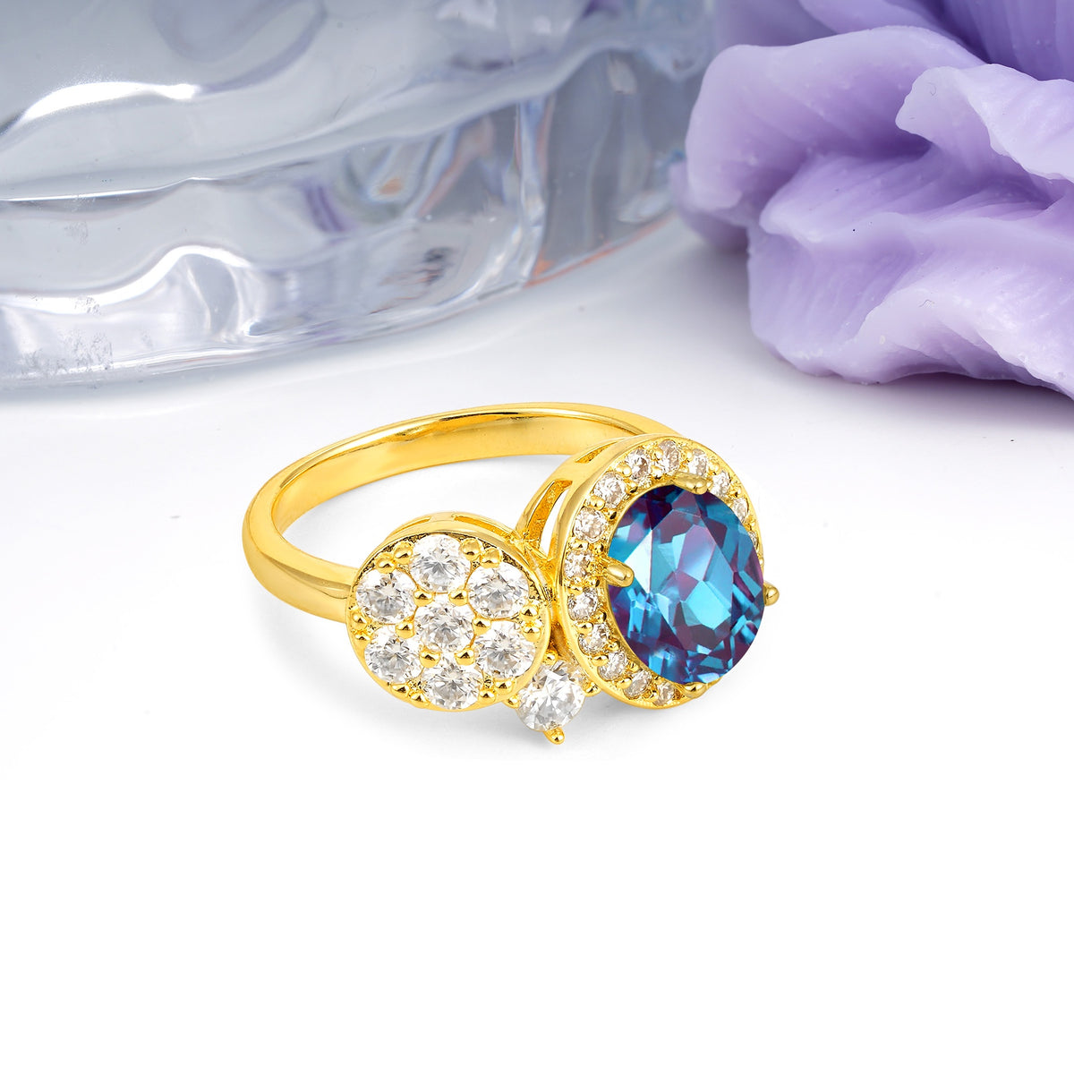 Unique 4-Prong Oval Cut Alexandrite Engagement Ring - Additional view