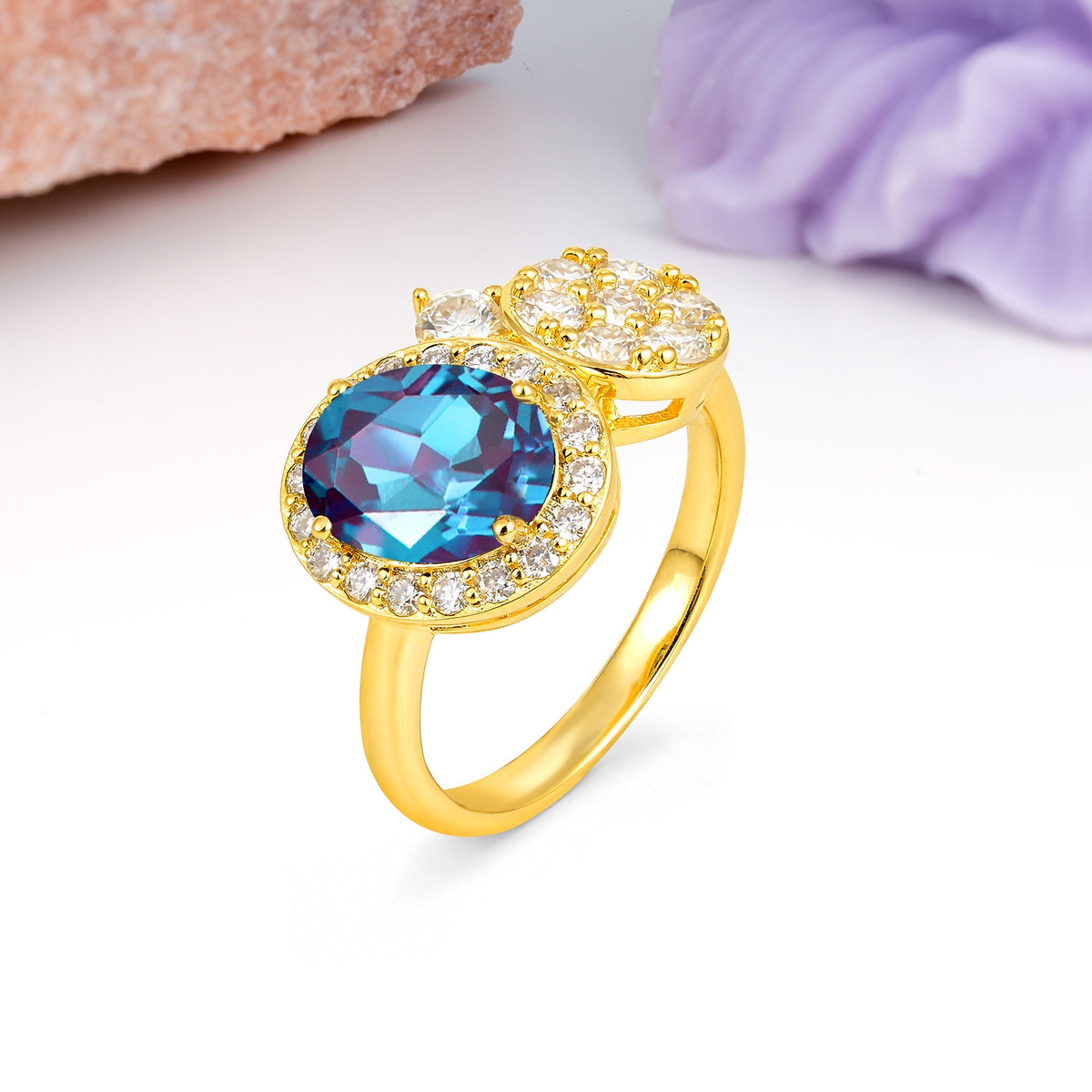 Unique 4-Prong Oval Cut Alexandrite Engagement Ring - Additional view