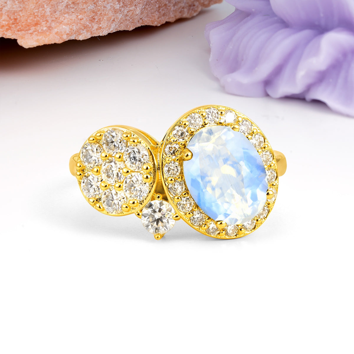 Unique 4-Prong Oval Cut Moonstone Engagement Ring - Additional view