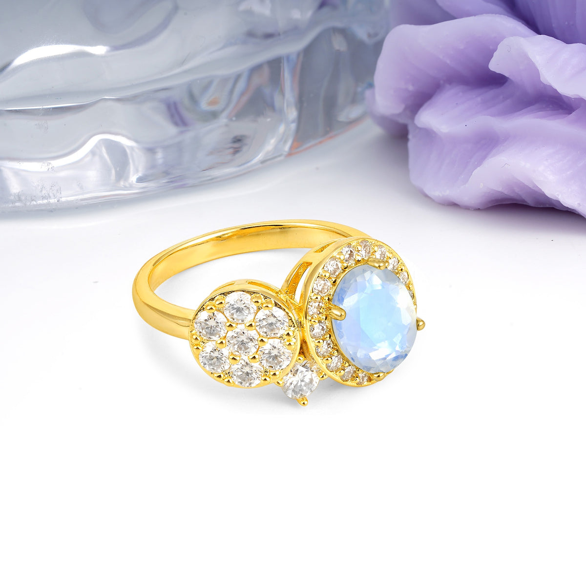 Unique 4-Prong Oval Cut Moonstone Engagement Ring - Additional view