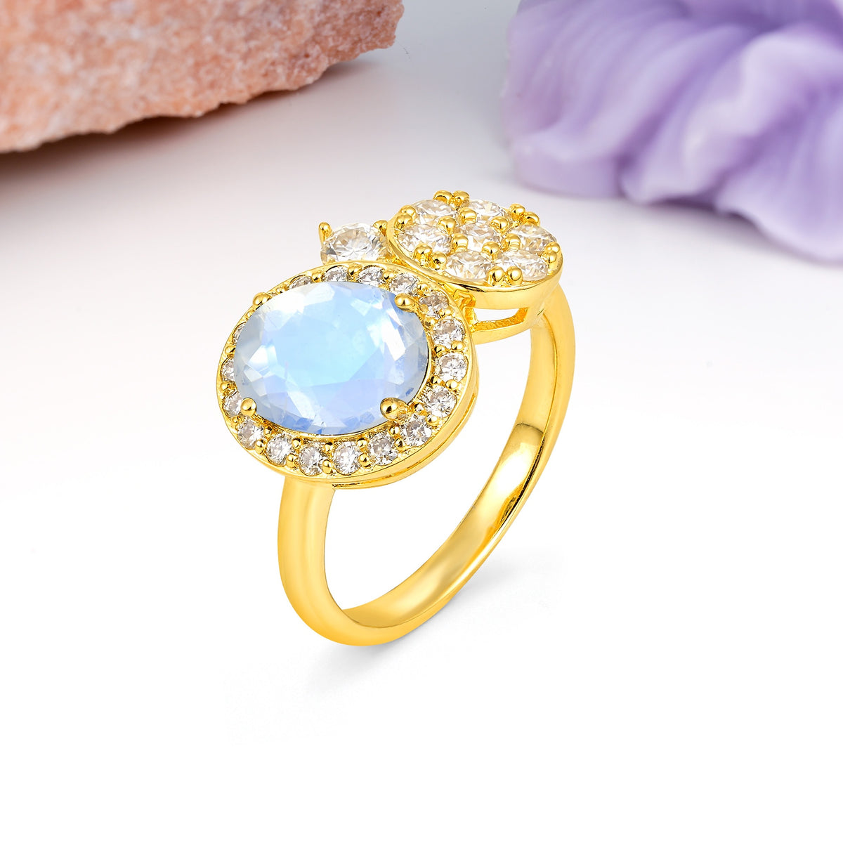 Unique 4-Prong Oval Cut Moonstone Engagement Ring - Additional view