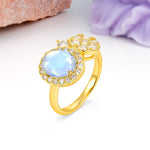Unique 4-Prong Oval Cut Moonstone Engagement Ring - Additional view