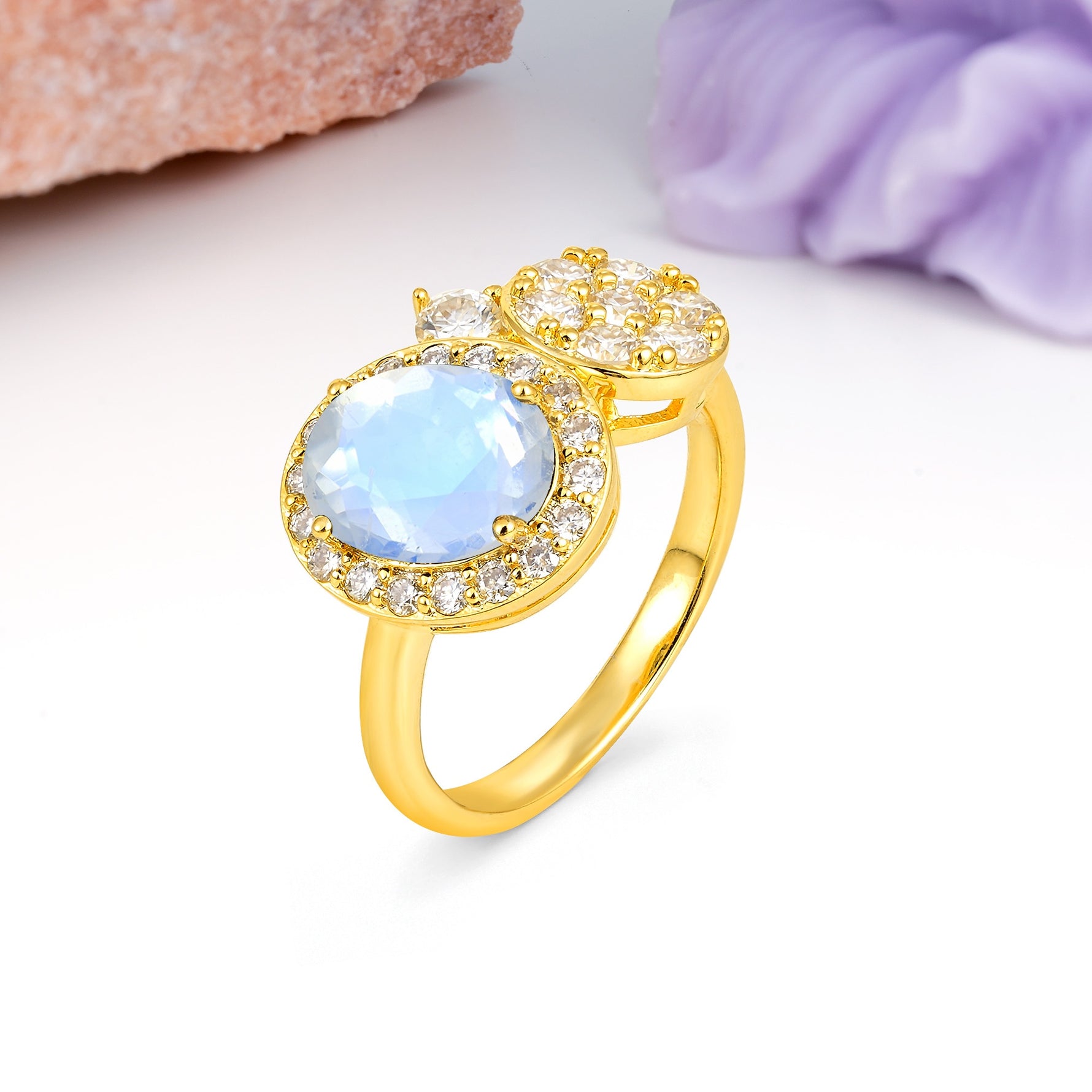 Unique 4-Prong Oval Cut Moonstone Engagement Ring - Additional view