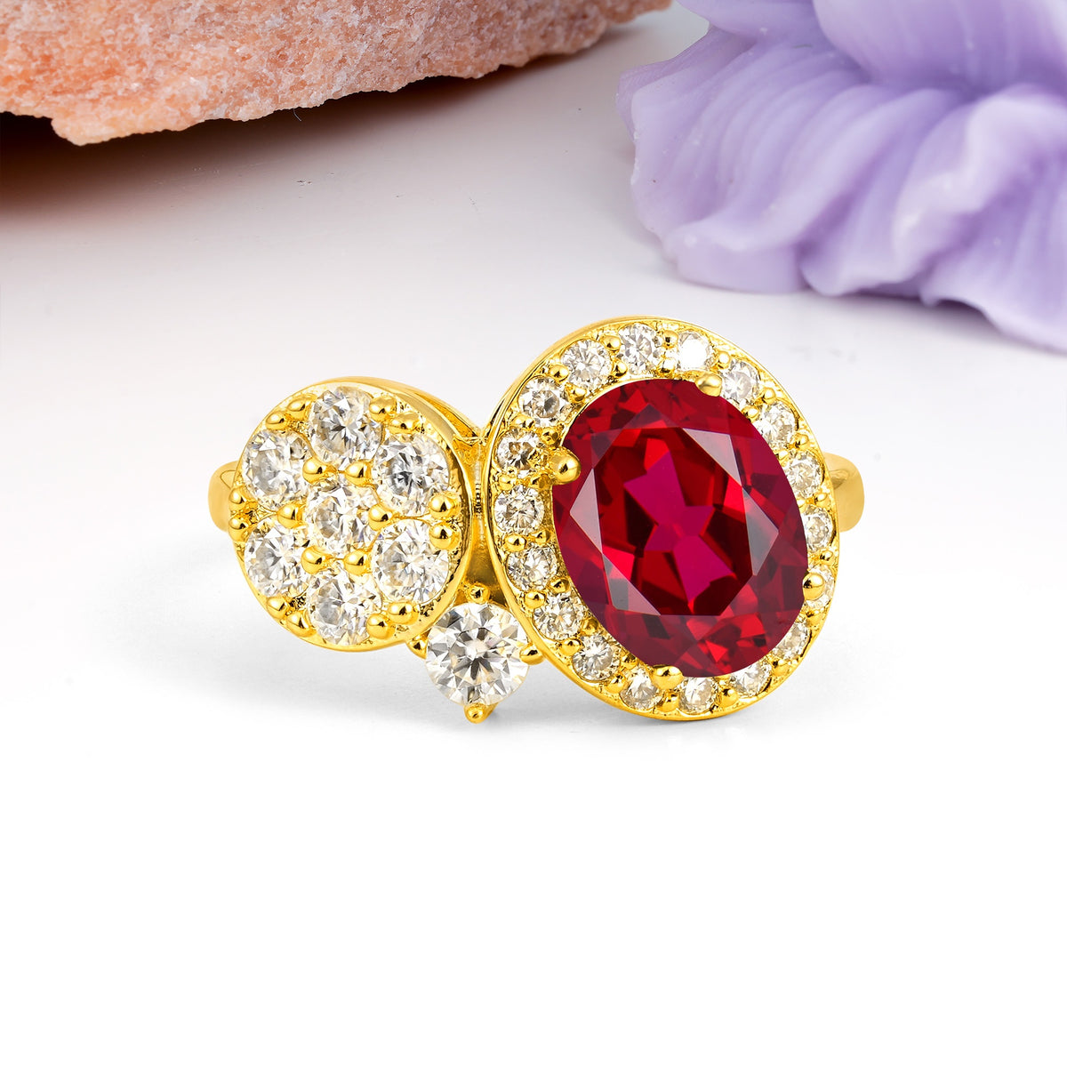 Unique 4-Prong Oval Cut Ruby Engagement Ring - Additional view