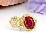 Unique 4-Prong Oval Cut Ruby Engagement Ring - Additional view
