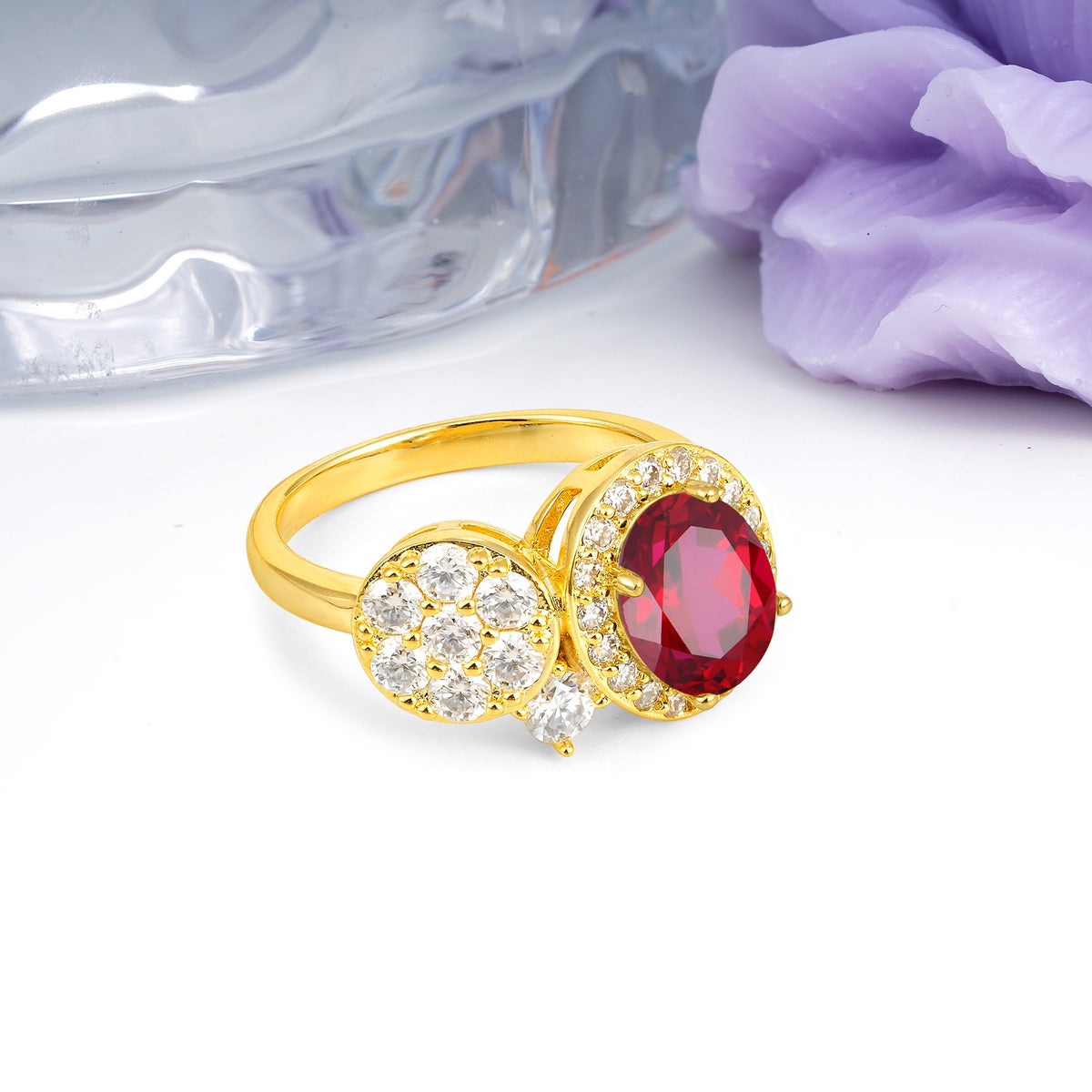 Unique 4-Prong Oval Cut Ruby Engagement Ring - Additional view