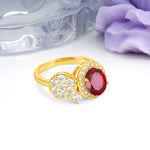 Unique 4-Prong Oval Cut Ruby Engagement Ring - Additional view