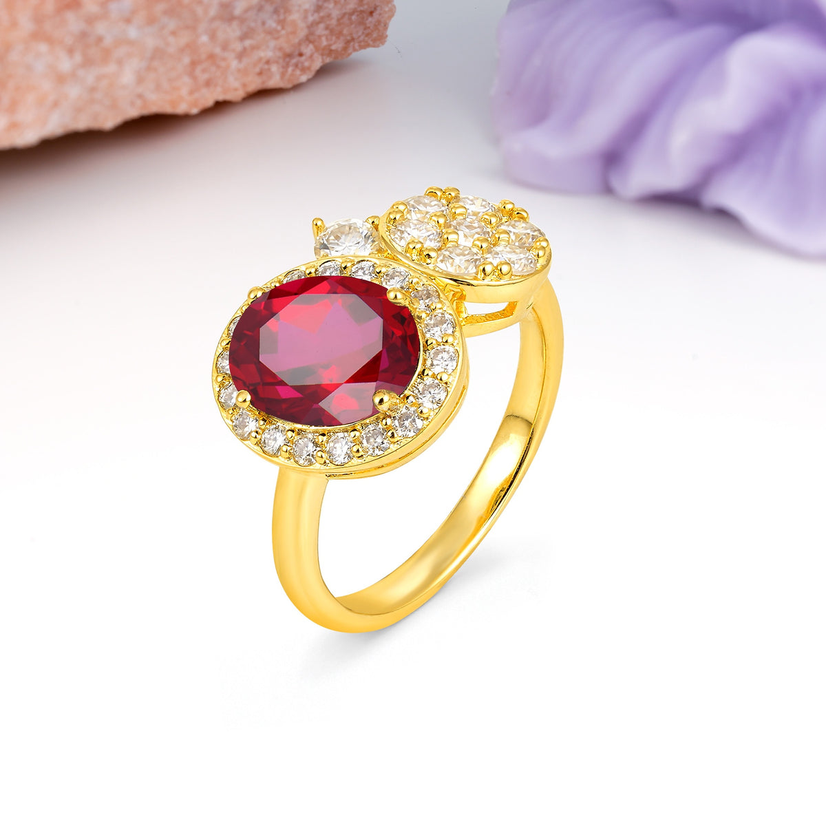 Unique 4-Prong Oval Cut Ruby Engagement Ring - Additional view