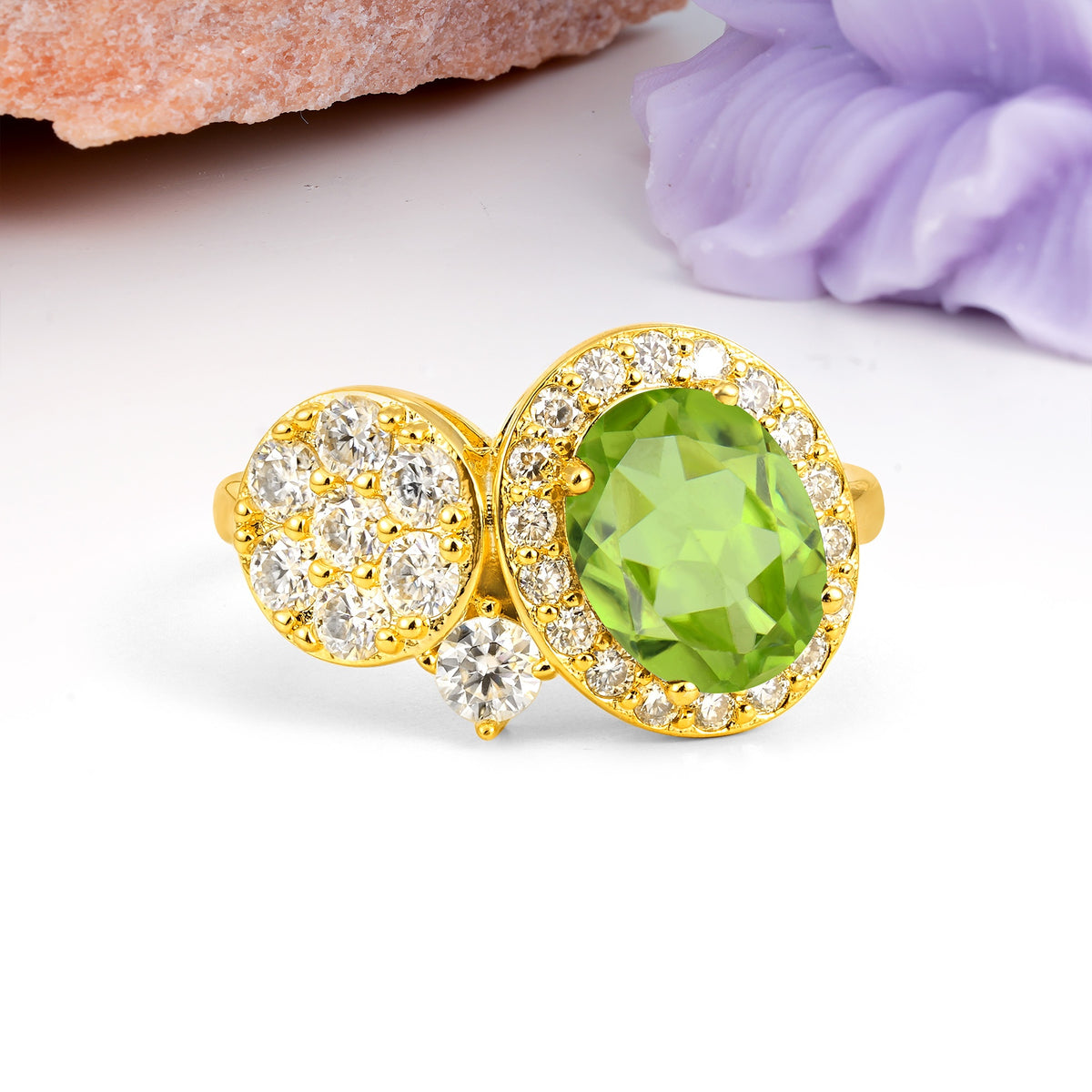 Unique 4-Prong Oval Cut Peridot Engagement Ring - Additional view