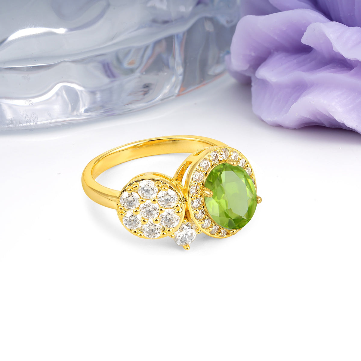 Unique 4-Prong Oval Cut Peridot Engagement Ring - Additional view