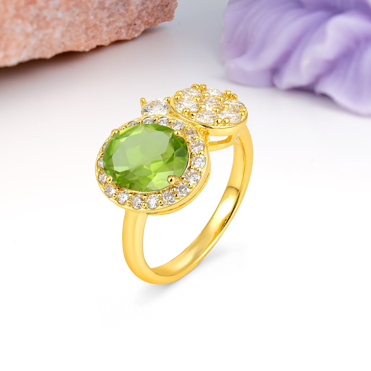 Unique 4-Prong Oval Cut Peridot Engagement Ring - Additional view