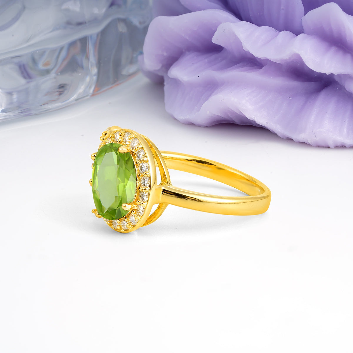 Unique 4-Prong Oval Cut Peridot Engagement Ring - Additional view