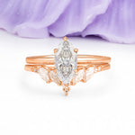 Classic, Luxurious 6-Prong Marquise Cut Moissanite Bridal Ring Set - Additional view