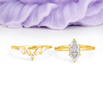 Classic, Luxurious 6-Prong Marquise Cut Moissanite Bridal Ring Set - Additional view