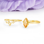 Classic, Luxurious 6-Prong Marquise Cut Citrine Bridal Ring Set - Additional view