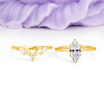 Classic, Luxurious 6-Prong Marquise Cut Lab Diamond Bridal Ring Set - Additional view