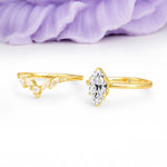 Classic, Luxurious 6-Prong Marquise Cut Lab Diamond Bridal Ring Set - Additional view