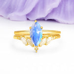 Classic, Luxurious 6-Prong Marquise Cut Moonstone Bridal Ring Set - Additional view