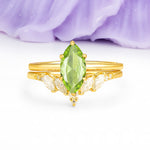 Classic, Luxurious 6-Prong Marquise Cut Peridot Bridal Ring Set - Additional view