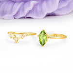 Classic, Luxurious 6-Prong Marquise Cut Peridot Bridal Ring Set - Additional view