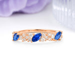 Distinctive And Luxurious 2-Prong Marquise Cut Sapphire Wedding Ring - Additional view