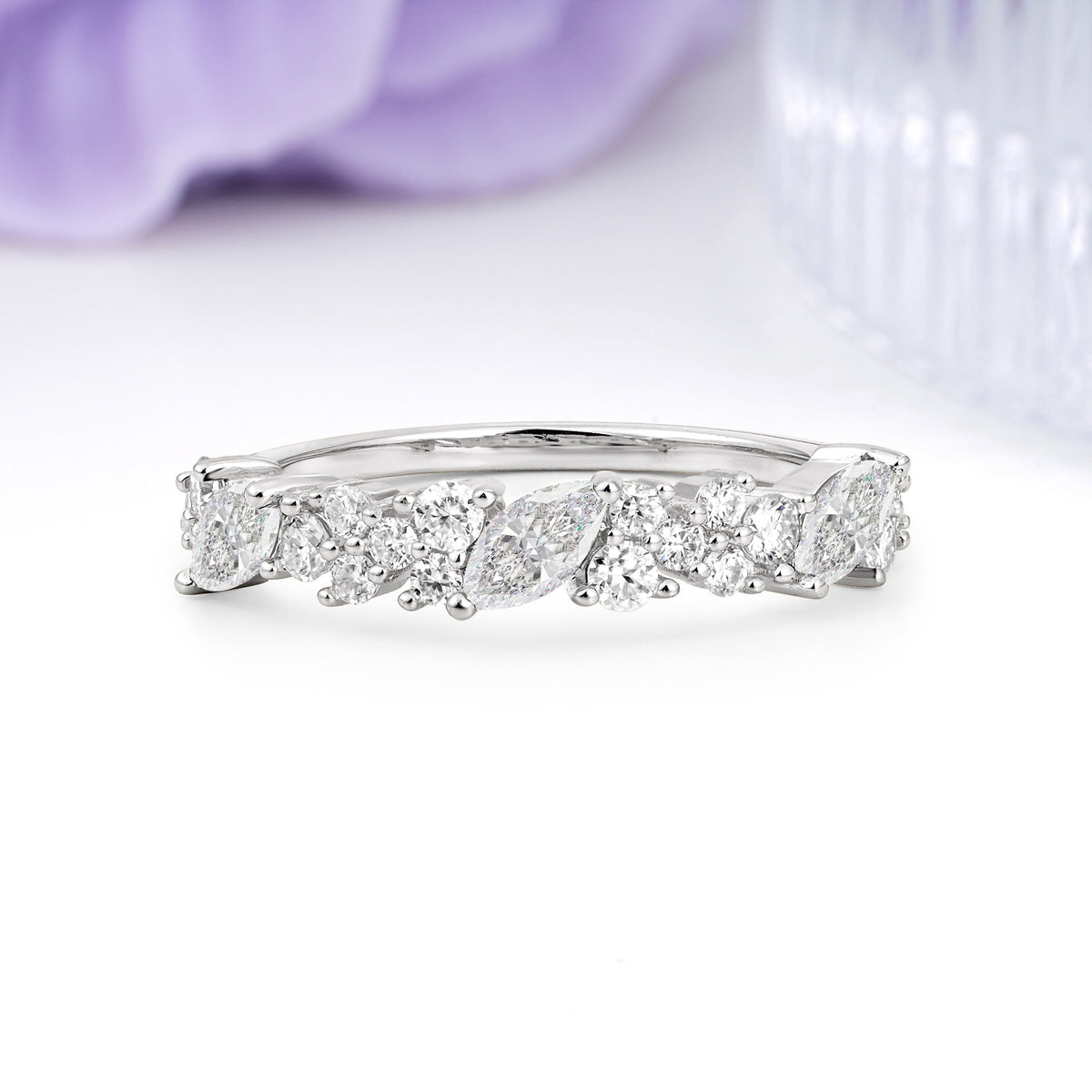 Distinctive And Luxurious 2-Prong Marquise Cut Moissanite Wedding Ring - Additional view