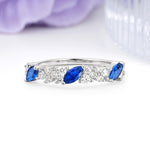 Distinctive And Luxurious 2-Prong Marquise Cut Sapphire Wedding Ring - Additional view